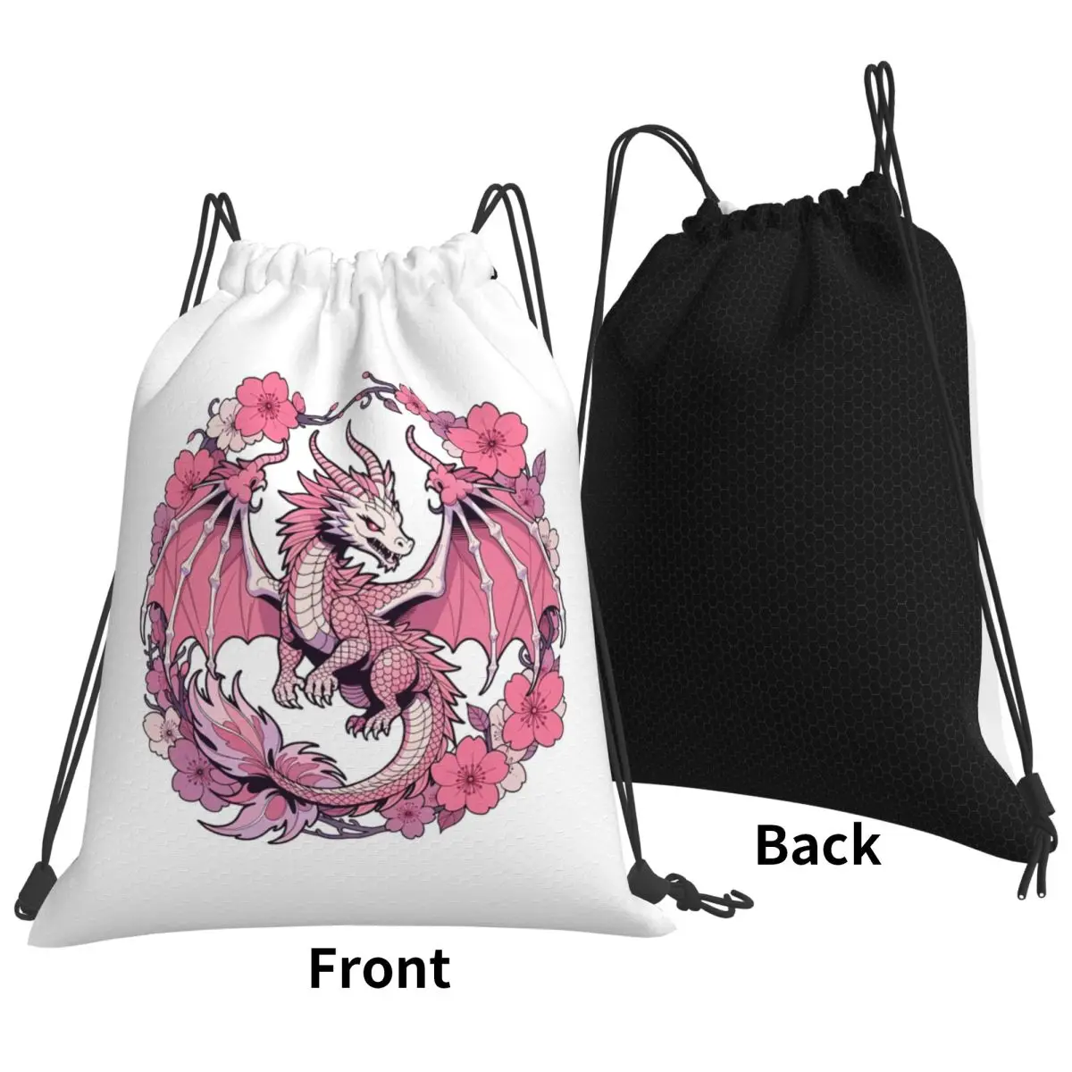 Sakura Dragon Spirit Of Spring Backpacks Fashion Drawstring Bags Storage Bag Book Bags for Man Woman School