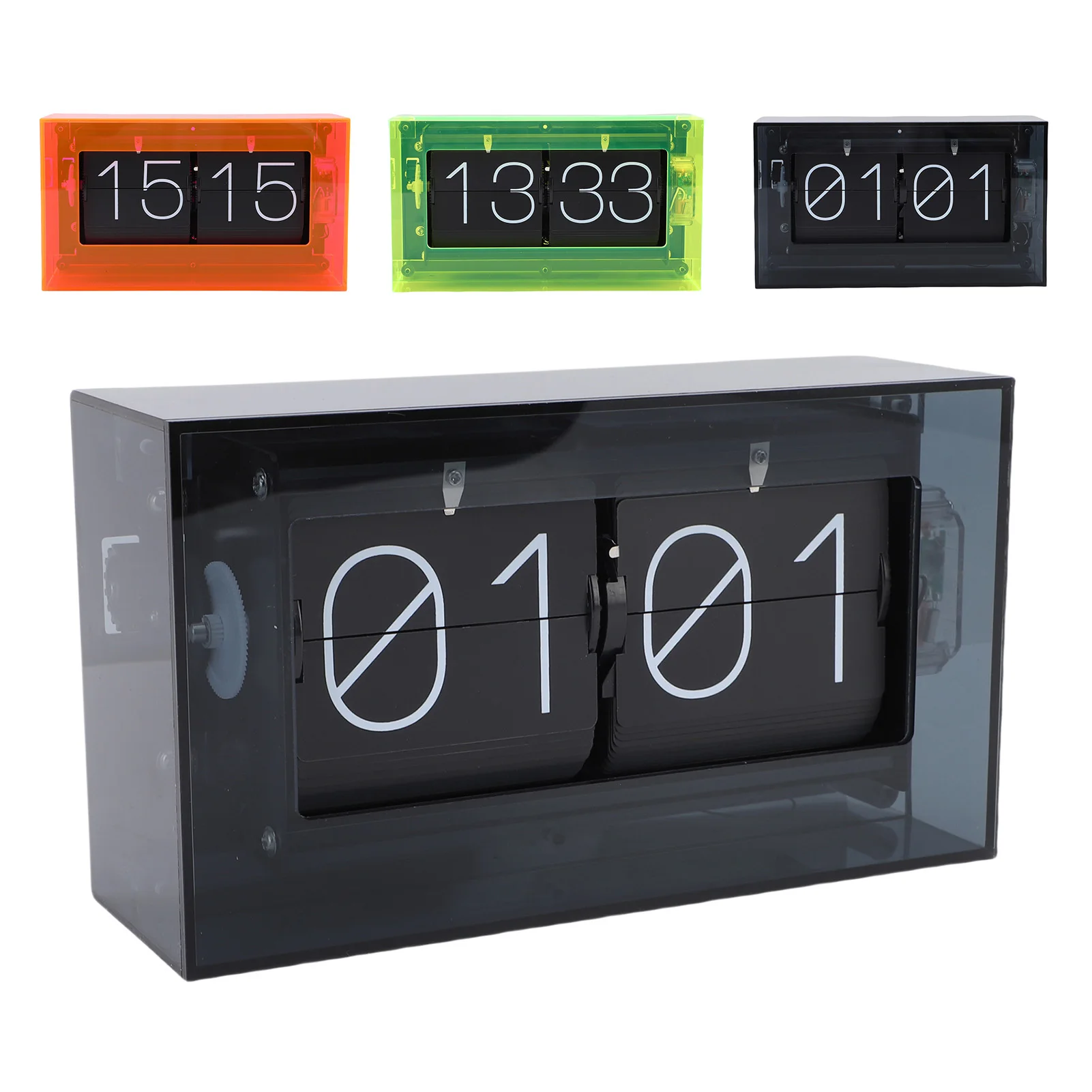 

Retro Mechanical Page-turning Clock 24 Hour Battery Powered Minimalist Transparent Flip Down Clock for Home Office Decoration