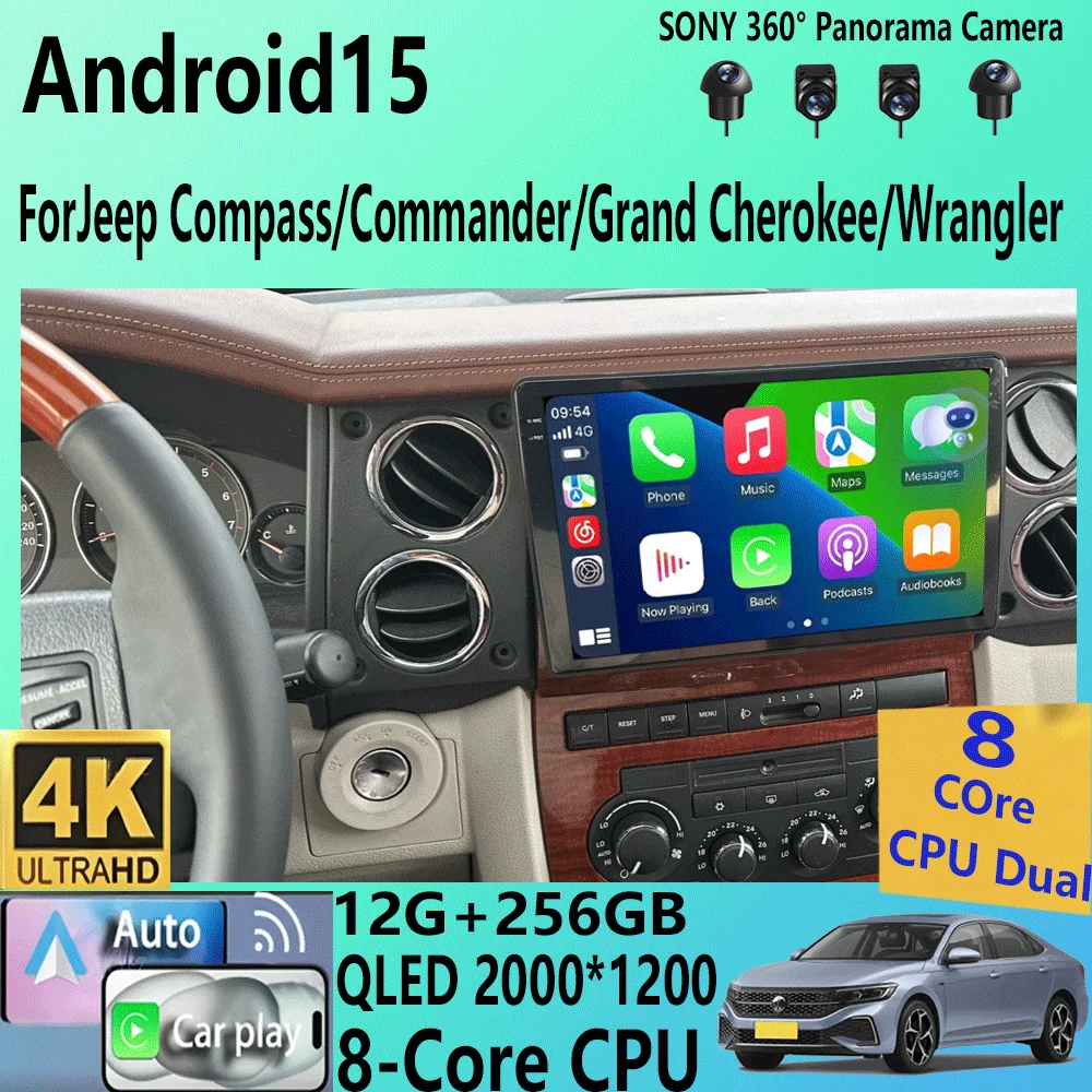 

Android 15 Car Radio QLED GPS Navigation Multimedia Player For Jeep Compass/Commander/Grand Cherokee/Wrangler/Liberty AutoRadio
