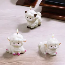 1 piece, aromatherapy candle cartoon lamb silicone mold, 3D sheep gypsum ornament mold, creative silicone mold
