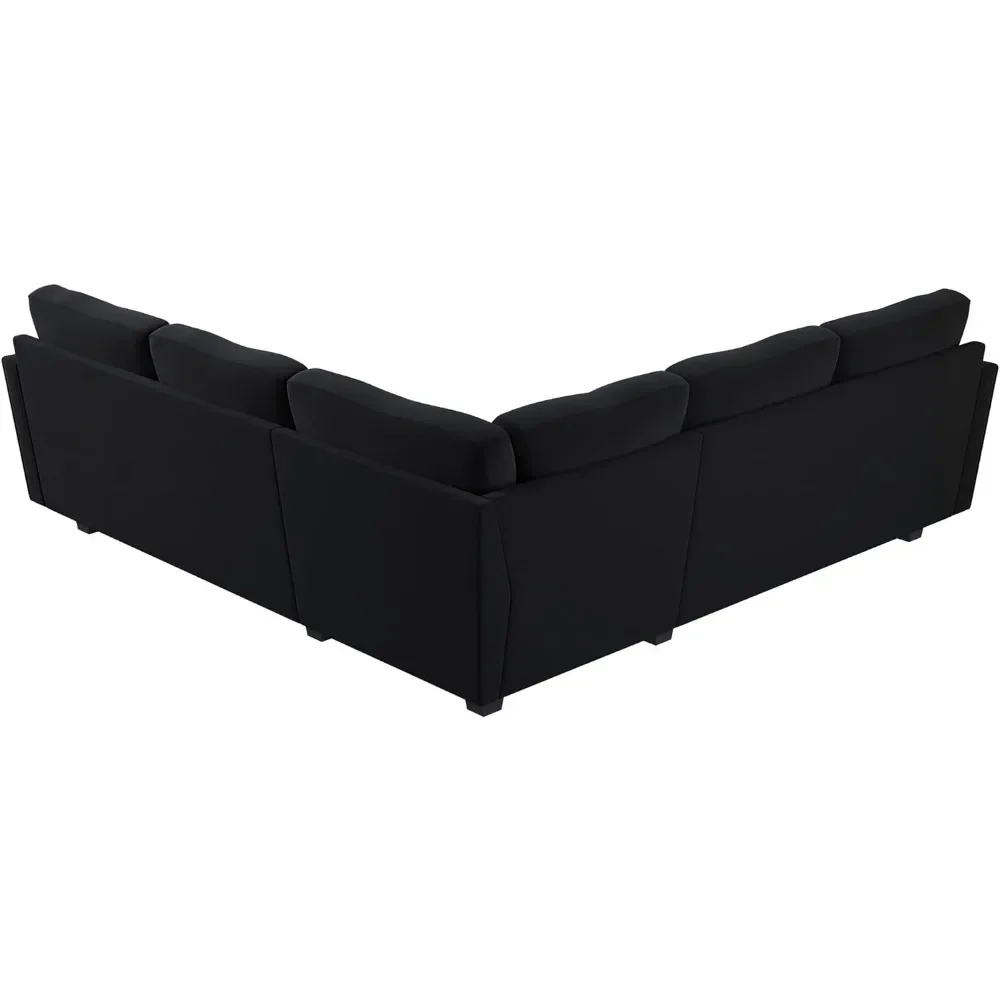 Convertible Sectional Sofa L Shaped Couch for Small Apartment Reversible Sectional Couch for Living Room,Velvet Black