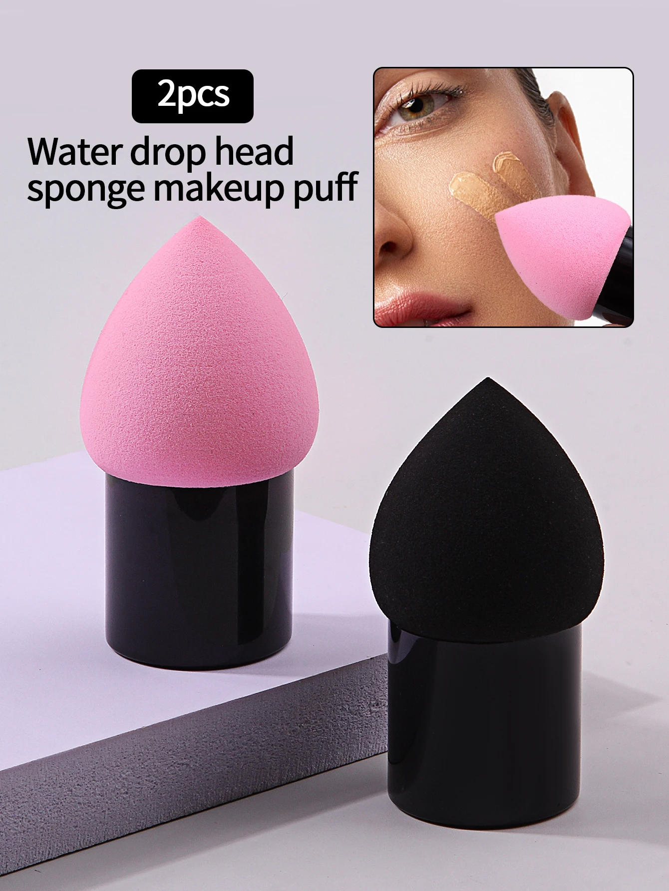 2pcs Mushroom Brush Water Drop Makeup Egg Makeup Sponge Powder Puff Delicate Non Powder Makeup Egg Wet and Dry Dual Use