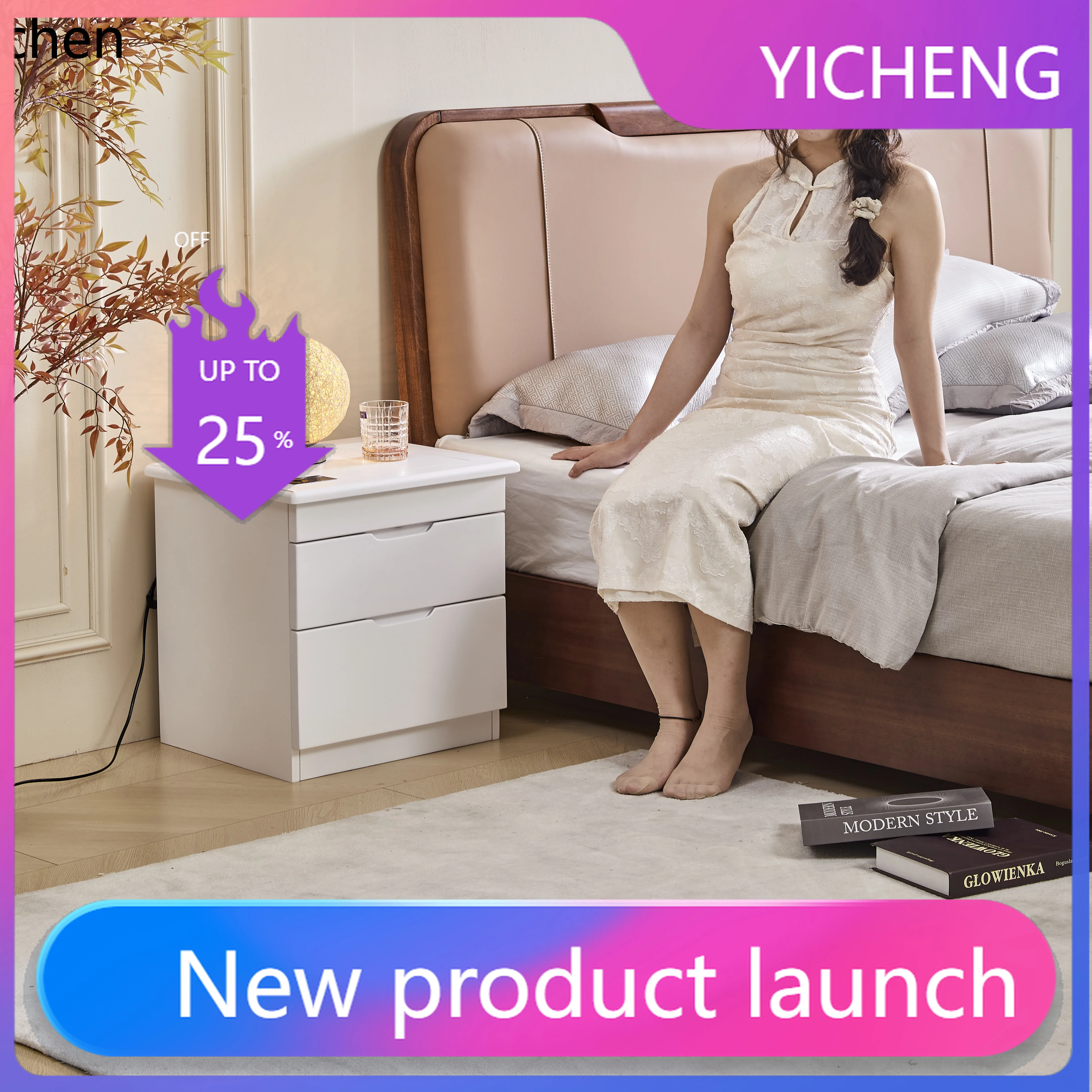 A3-5 solid wood single hidden compartment safe large capacity design bedside table household