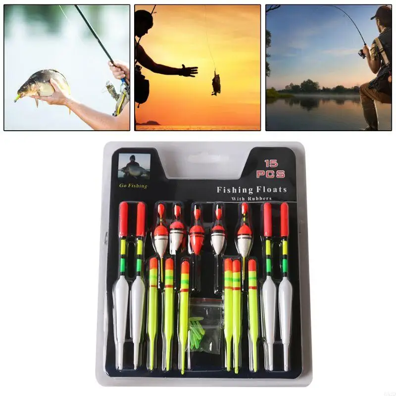 

920L 15Pcs Fishing Float Tackle Set, Sea Fishing Floats Vertical Buoy Bobber, Fishing Bobbers Fishing Floats Assorted Size