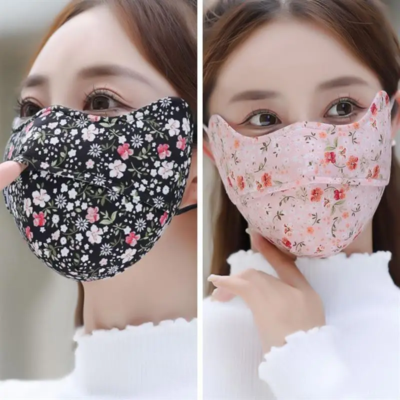 

Женская маска из чистого хлопка с осенне-зимним принтом, дышащая, моющаяся, для защиты лица и уголков глаз от холода и влаги.