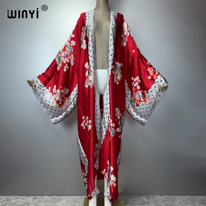 Winyi boêmio quimono moda kaftan beachwear cardigan sexy vestido de noite abaya dubai luxo cover-ups roupas de praia feminino