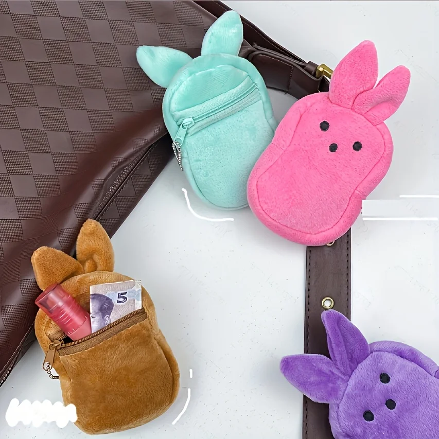 

Набор из 3 плюшевых кошельков для монет в форме кролика разного цвета, сумки для хранения монет, детские праздничные подарки, игрушечные подарки, подарки на день рождения и годовщину.