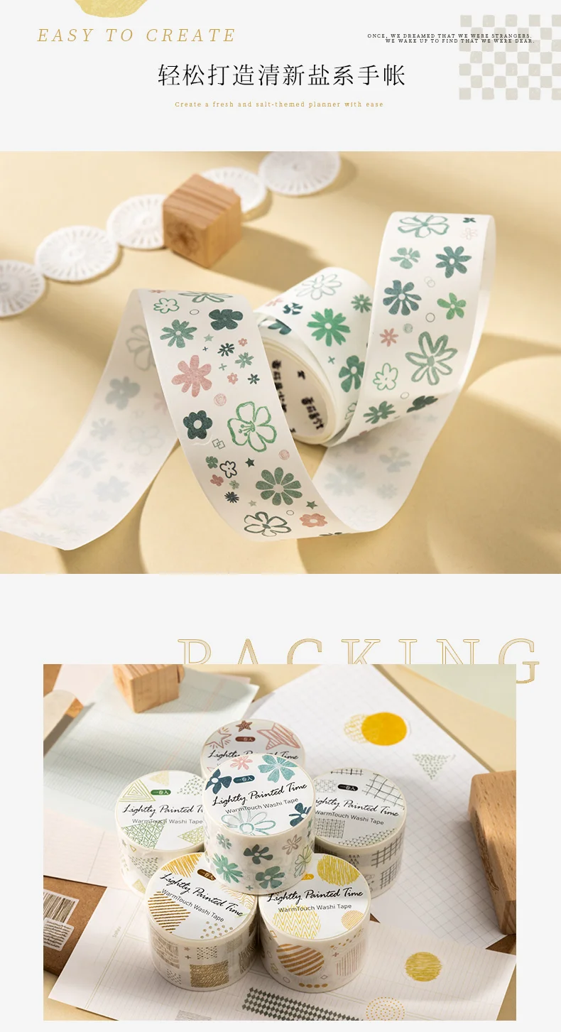 Journal GO 3 cm x 2 m Washi Tapes Basic Masking Tape Scrapbooking Klebstoff DIY Dekoratives Briefpapier Schulbedarf – Detail 8