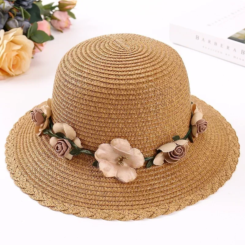 Women Elegant Fashion Wreath Straw Hats Summer Sun Hat Vintage Hats Straw Beach Hats Flower String Hat Accessories Gifts