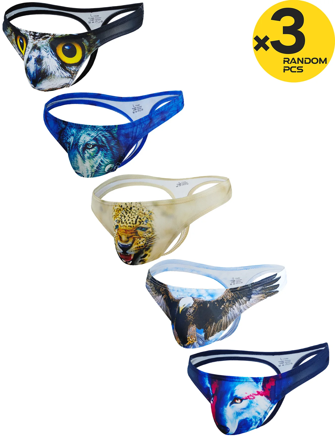 مثير ملابس داخلية للرجال موضة مطبوعة سيور g-سلسلة حجم M-XXL Tanga مثير أوم منخفضة الارتفاع الذكور السروال 3 قطعة 4 قطعة عرض خاص #3