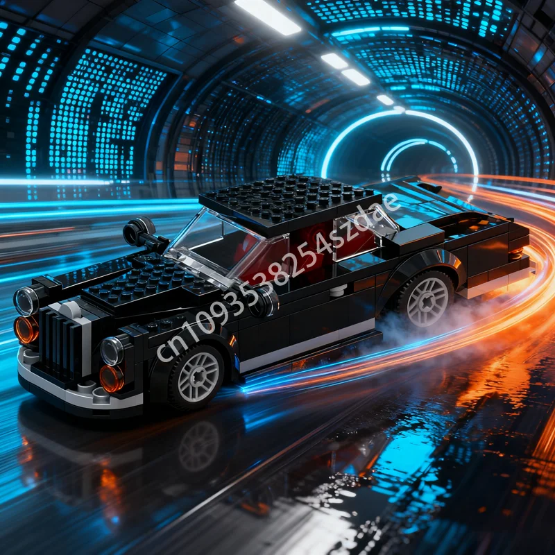 162 قطعة MOC سيارة فاخرة سوداء مدينةك نموذج الشارع اللعب اللبنات البناء لتقوم بها بنفسك هدايا عيد الميلاد الإبداعية فكرة عيد الميلاد #1