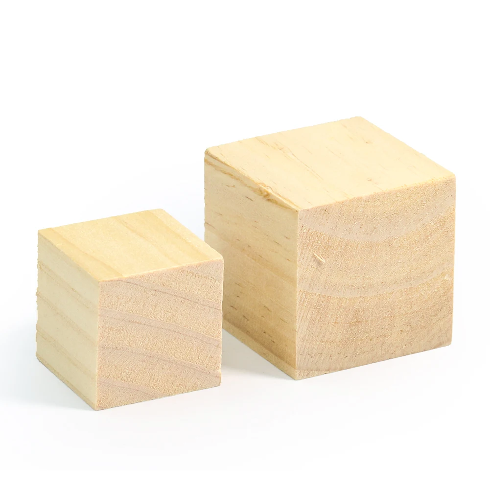 Muy Bien 10pcs 30/40mm Natural Pine Blocks Wooden Doodle Building Blocks DIY Toddler Art Building Block Toys Gifts for Kids