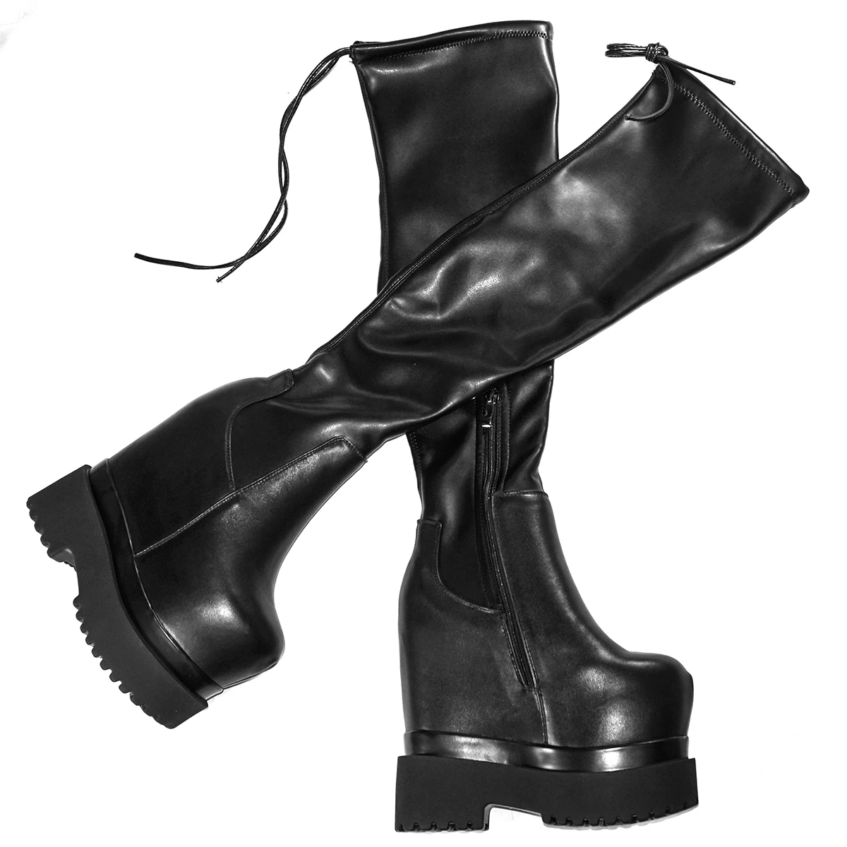 16 cm High Heel Winter Pumps Plus Größe 40 41 Schuhe Frauen Kuh Leder Keile Schnee Stiefel Runde Kappe Mode turnschuhe Große Größe Schuhe – Detail 9