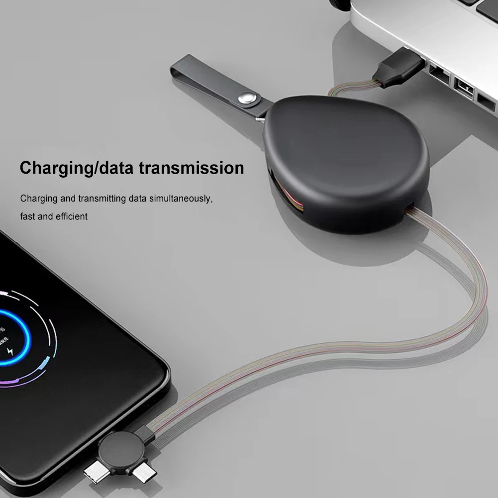 3 IN 1 Retractable Type C Micro USB Lightning Cable for  Xiaomi Samsung Huawei  Mobile Phone Charging Charger Data