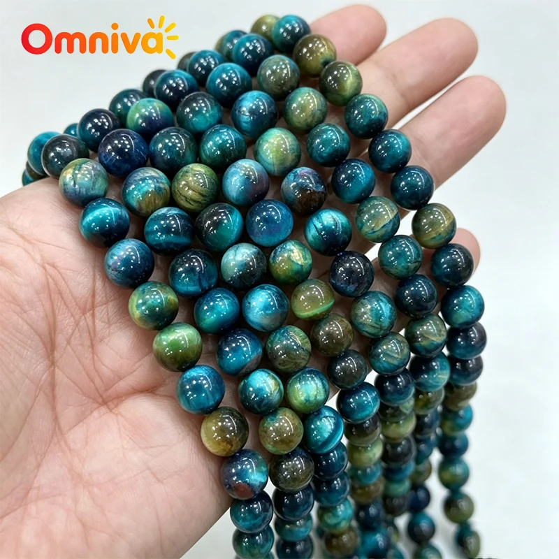 Natural Royal Blue Mixed Tiger Eye Round Loose Beads for Jewelry Making Bracelets Necklaces 4mm 6mm 8mm 10mm 12mm 15inch Strands