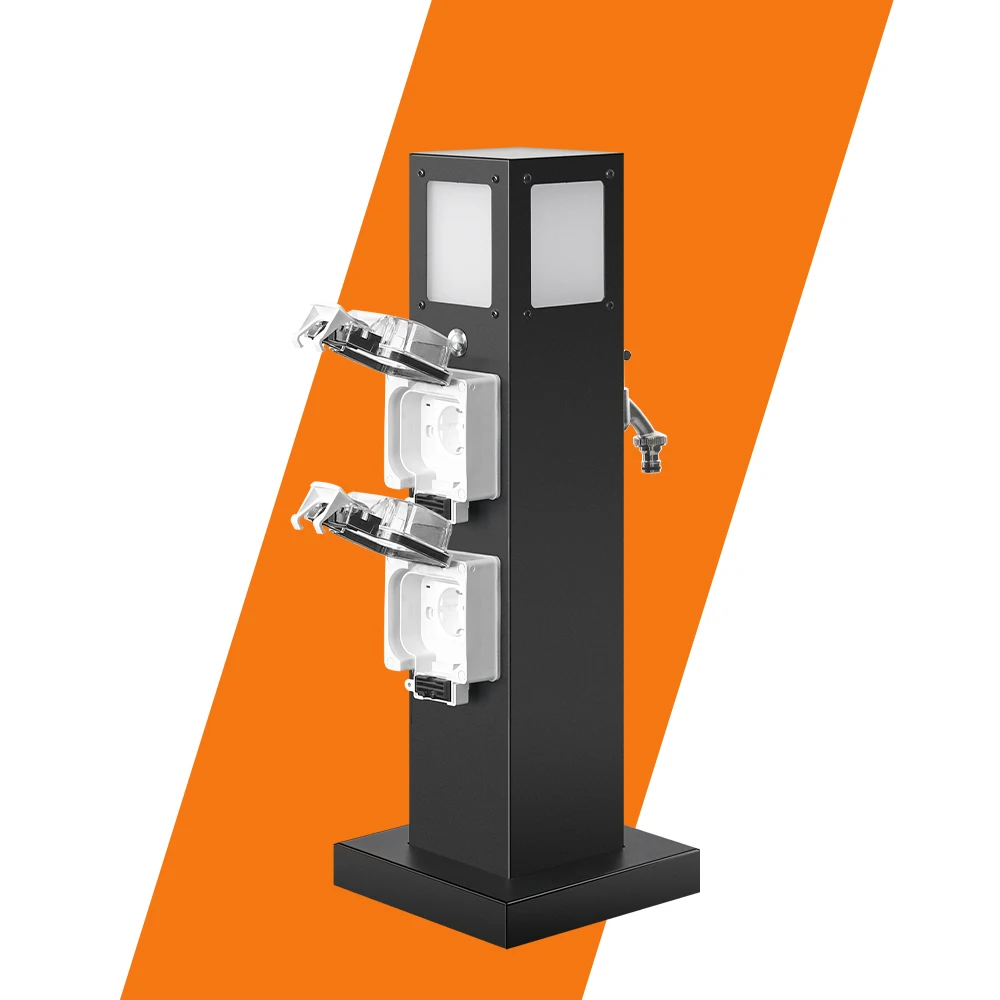 Two Sockets Hydroelectric Power Socket Key Switch Stainless Steel Extension Socket 2 Outlets IP66 Level US EU Plug 110-250V