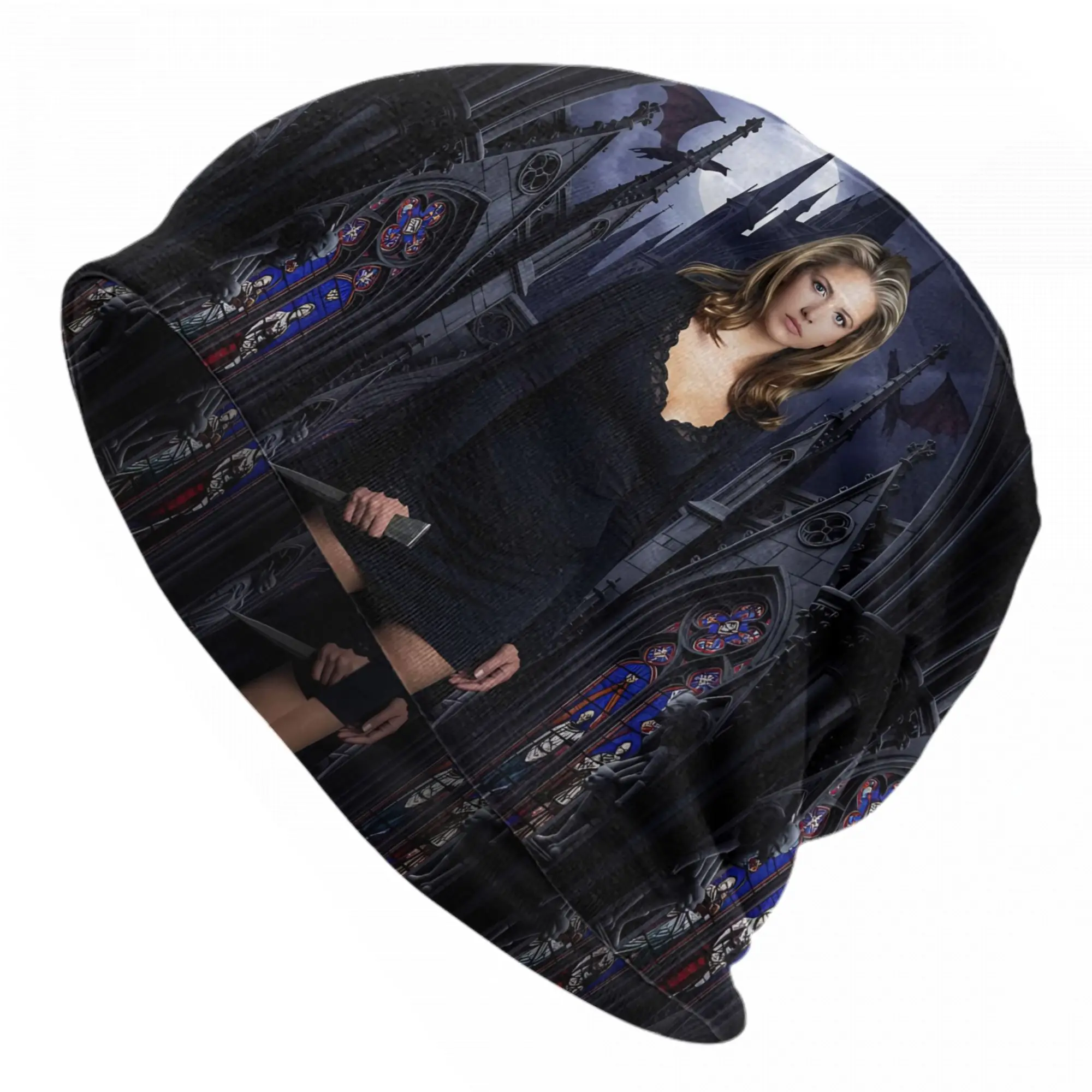 Buffy the Vampire Slayer Bonnet Hat Autumn Winter Outdoor Horror Halloween Skullies Beanies Hats Men's Women's Warm Dual-use Cap