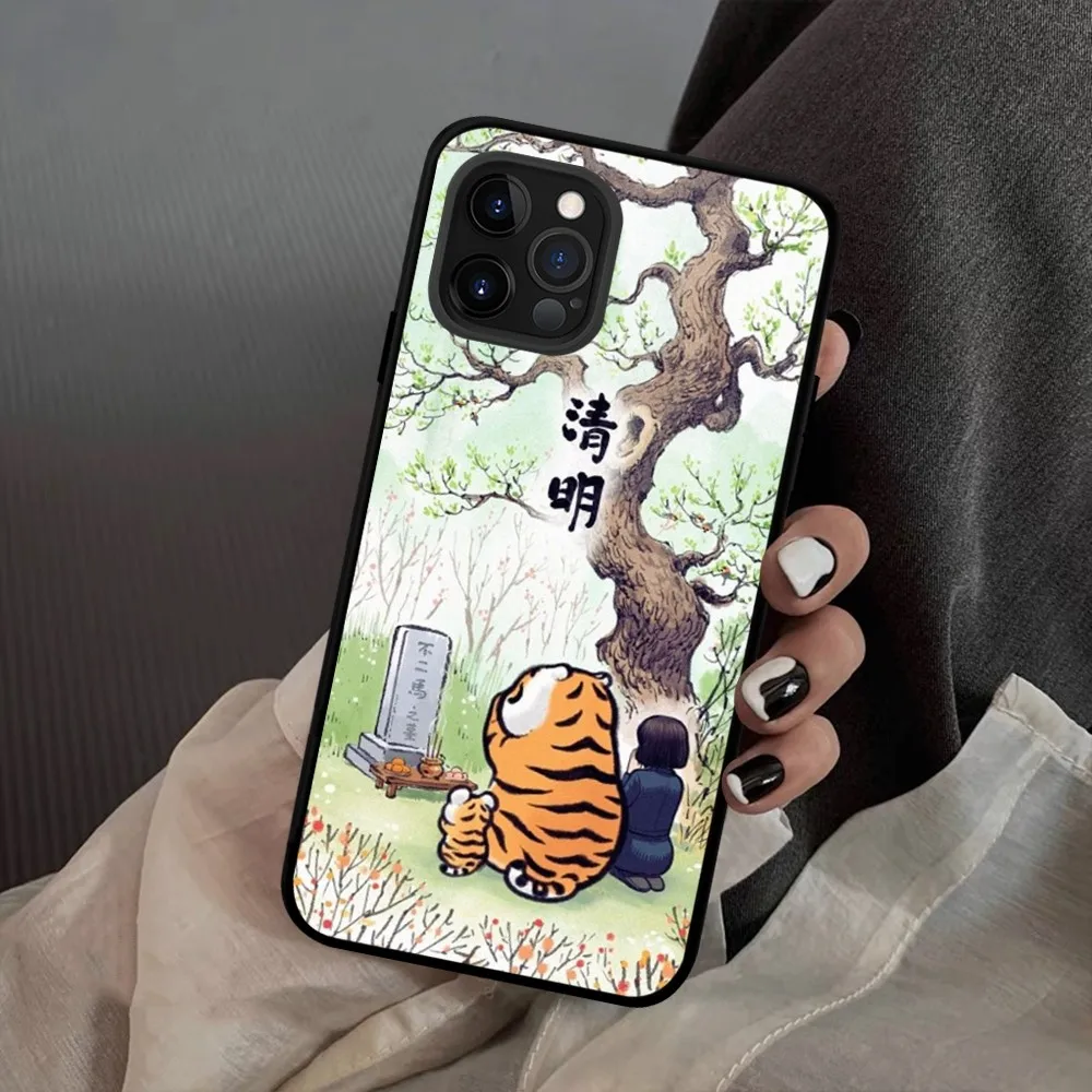 Cartoon Fat Tiger Phone Case For iPhone 15 14 11 12 13 Mini Pro XS Max Cover 6 7 8 Plus X XR SE 2020 Funda Shell image 6