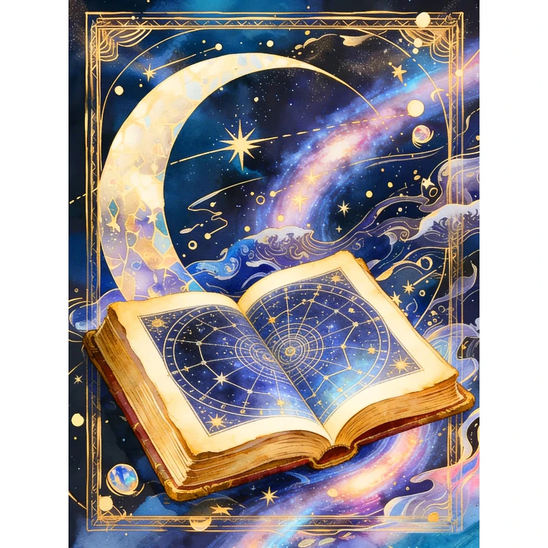 Neuheiten: Diamond Painting Sternenhimmel und Mond Buch, Diamant-Mosaik Landschaft Komplettset, Bastelset