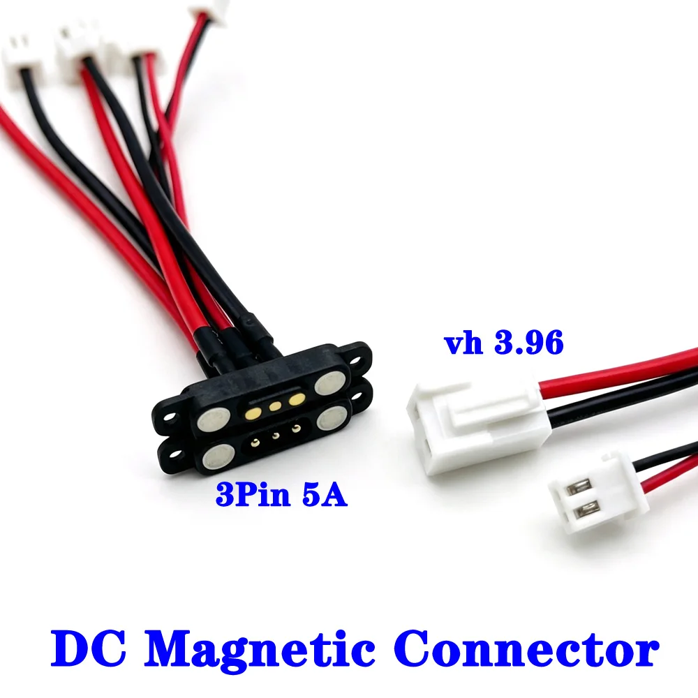 1Pair 5A DC Magnetic PogoPin Connector Extension Lead Cable Male Female 3Pole VH 2.96 XH 2.54 Power Socket Terminal