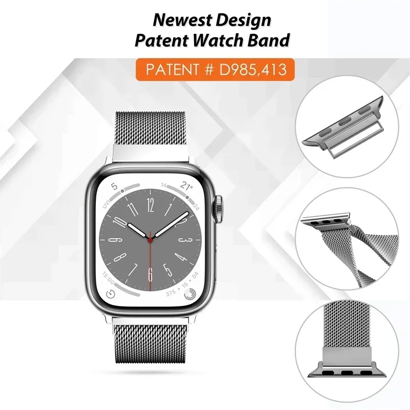 Bucle milanés para correa de reloj apple Ultra-2 49mm 45mm 44mm 41mm 40mm pulsera de Metal para correas de reloj apple serie 9 8 7 6 5 4 SE