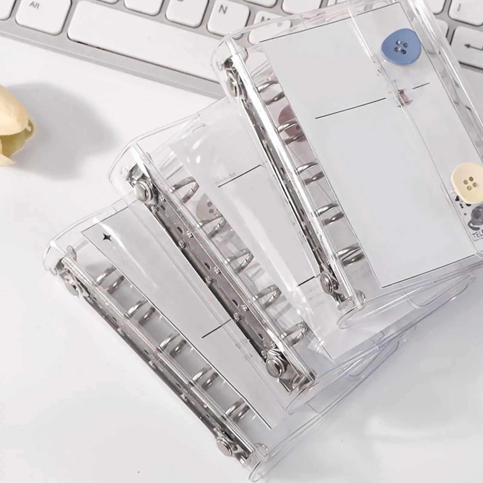 M5 Organizer Binder Notebook Transparent PVC Three Fold Double Buckle And 5-hole Notebook Binder Shell, Only Shell, No Pages
