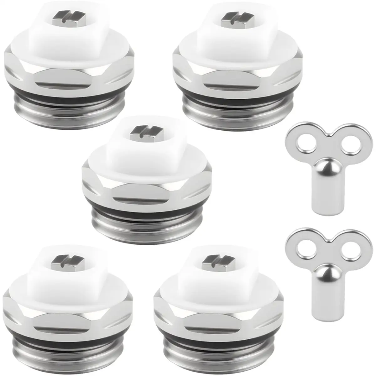 A78I Radiator Bleed Valves - Pack of 5 Bleed Valve & 2 Valve Keys - for All Standard Radiator Valves - Radiator Bleeder