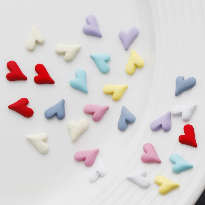 New 10pcs/Pack Alloy Nail Accessories Peach Heart Macaron Candy Color Crooked Peach Heart Cute Nail Accessories