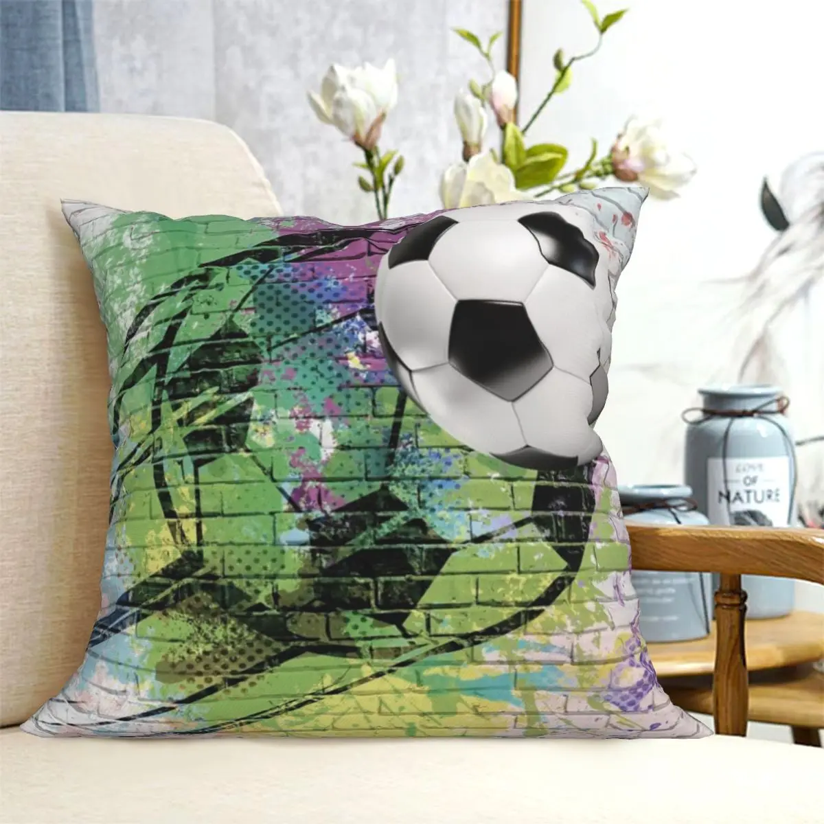 Soccer Watercolor Cozy Elegance Square Lumbar Sofa Waist Support Pillow Ultimate Style Not Deformed Car Napping Pillow Cushion