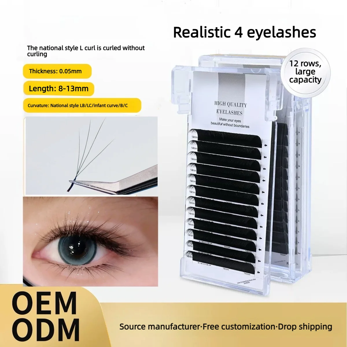 0.05mm 4D E L Curl Camellia Eyelash Extensions Faux Mink Soft Fluffy Individual Lashes for Salon Volume Fill