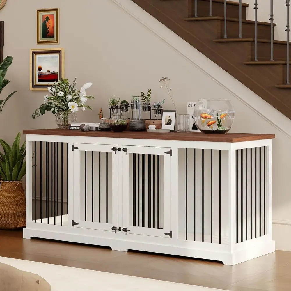 

Деревянный вольер для собак белого цвета с перегородкой - 71Д x 23.6Ш x 31.5В (см)