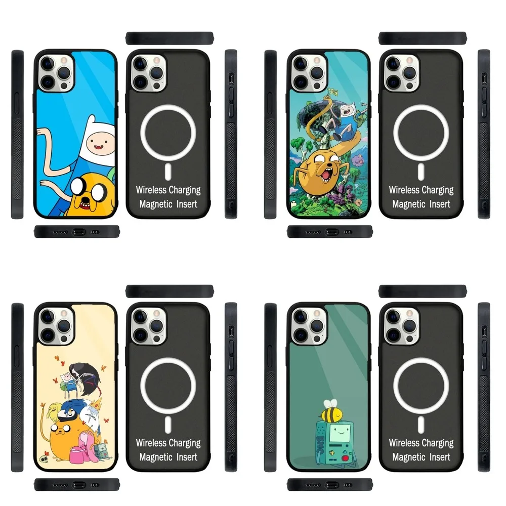 A- Adventure Time canvas Phone Case Strong Magnetic For IPhone 15,14,13,Pro,Max,Plus,11,12,Mini For Magsafe Wireless Charging