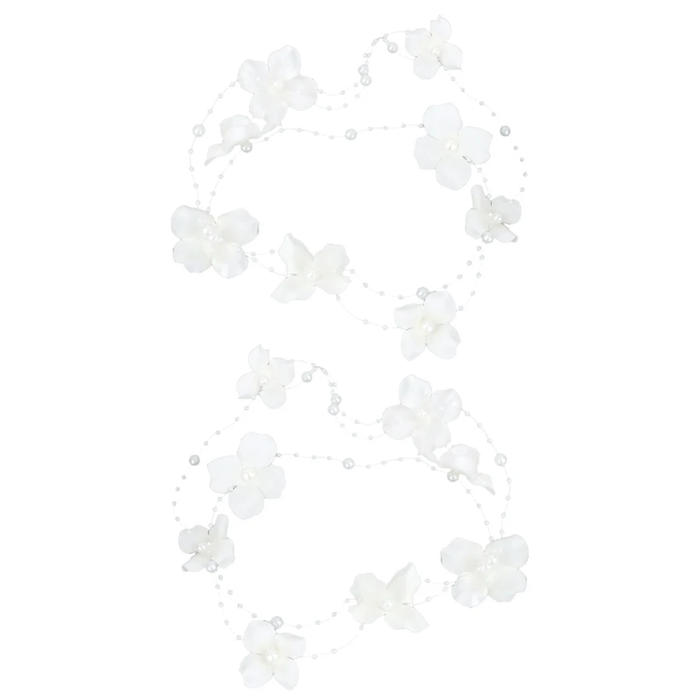 

2Pcs Unique Pearl Flower Headbands Bride Hair Accessories Wedding Decorative Headwear Charming Look