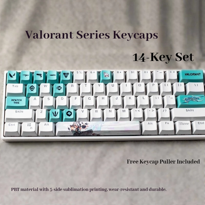 Valorant Keycaps 14 Keys Cherry Height Full Hero Themed Custom Keycaps Magnetic Axis Mechanical Keyboards Game Theme Keycaps