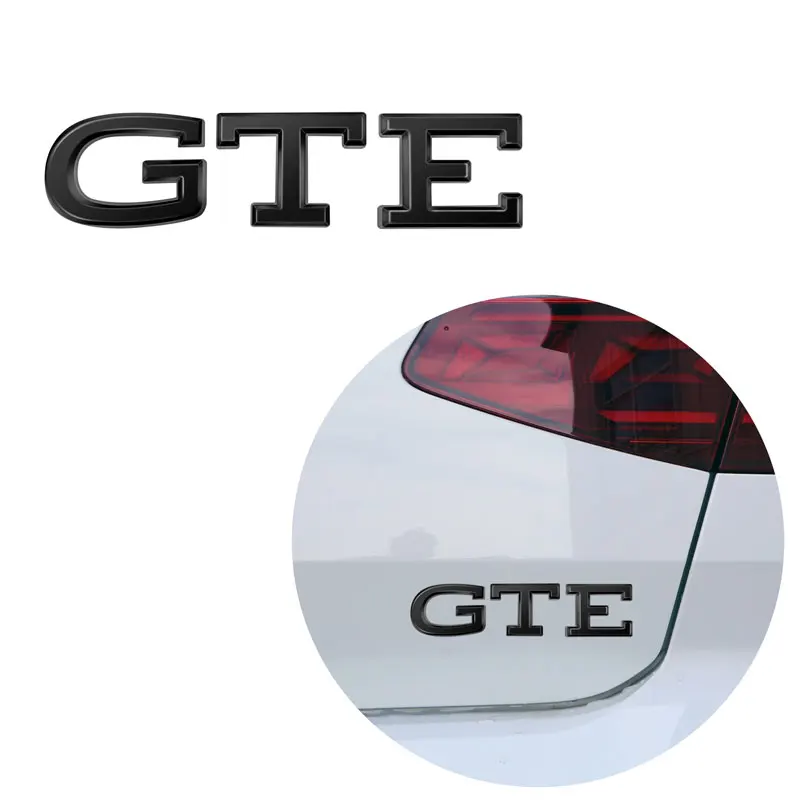 شعار شعار GTD GTE ، معدن كروم ثلاثي الأبعاد ، فضي ، أسود ، شارة درابزين جانبية ، ملصق سيارة خلفي ، اكسسوارات السيارات