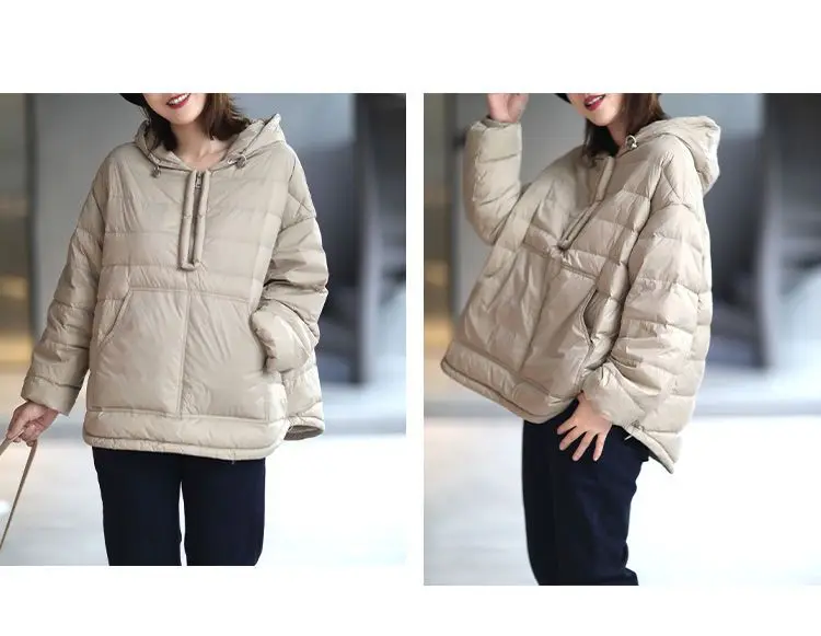 2024 Autumn/Winter New Women\'s Oversized Down Cotton Jacket Loose Commuting Leisure Hoodie Jacket