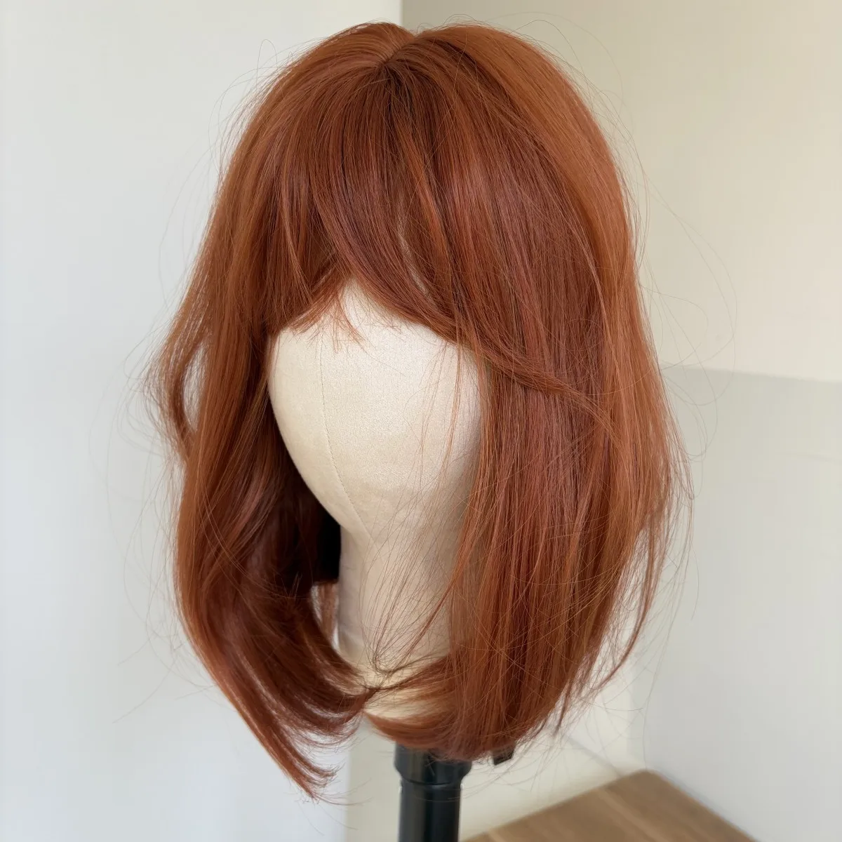 

Short Straight Synthetic Hair Copper Red Cosplay Wigs With Bangs Layered