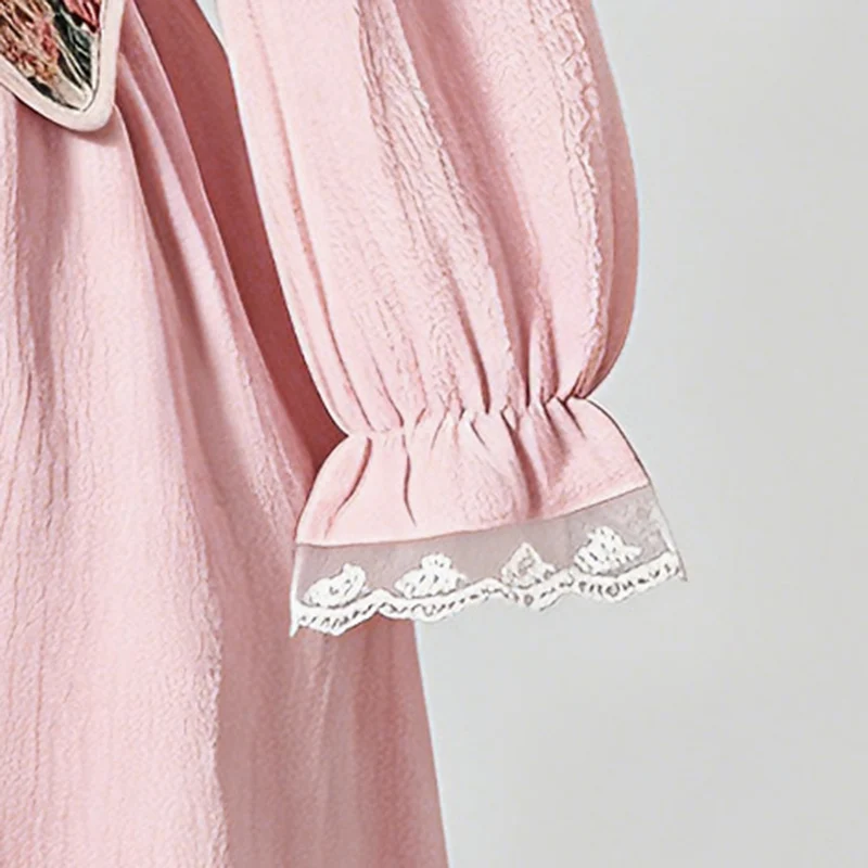 2023 herbst Neue Kinder Kleidung Mädchen Prinzessin Kleid Einfarbig Beige Quadrate Kragen Langarm Strappy A-line Kleid Für Mädchen – Detail 16