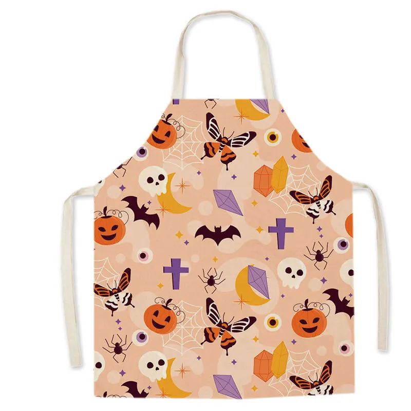 Halloween Jack-O-Lantern Apron Women\'s Men\'s Kids Bib Christmas Kitchen Cooking Tablecloth Chef Painting