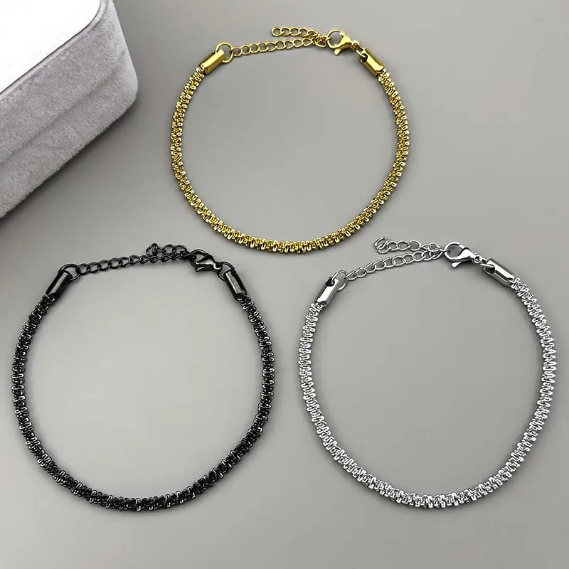 

Hiphop Simple Unisex Rope Chain Bracelet For Women Men Stainless Steel Gold Color Link Chain Gothic Male Man Hand Chain Jewelry