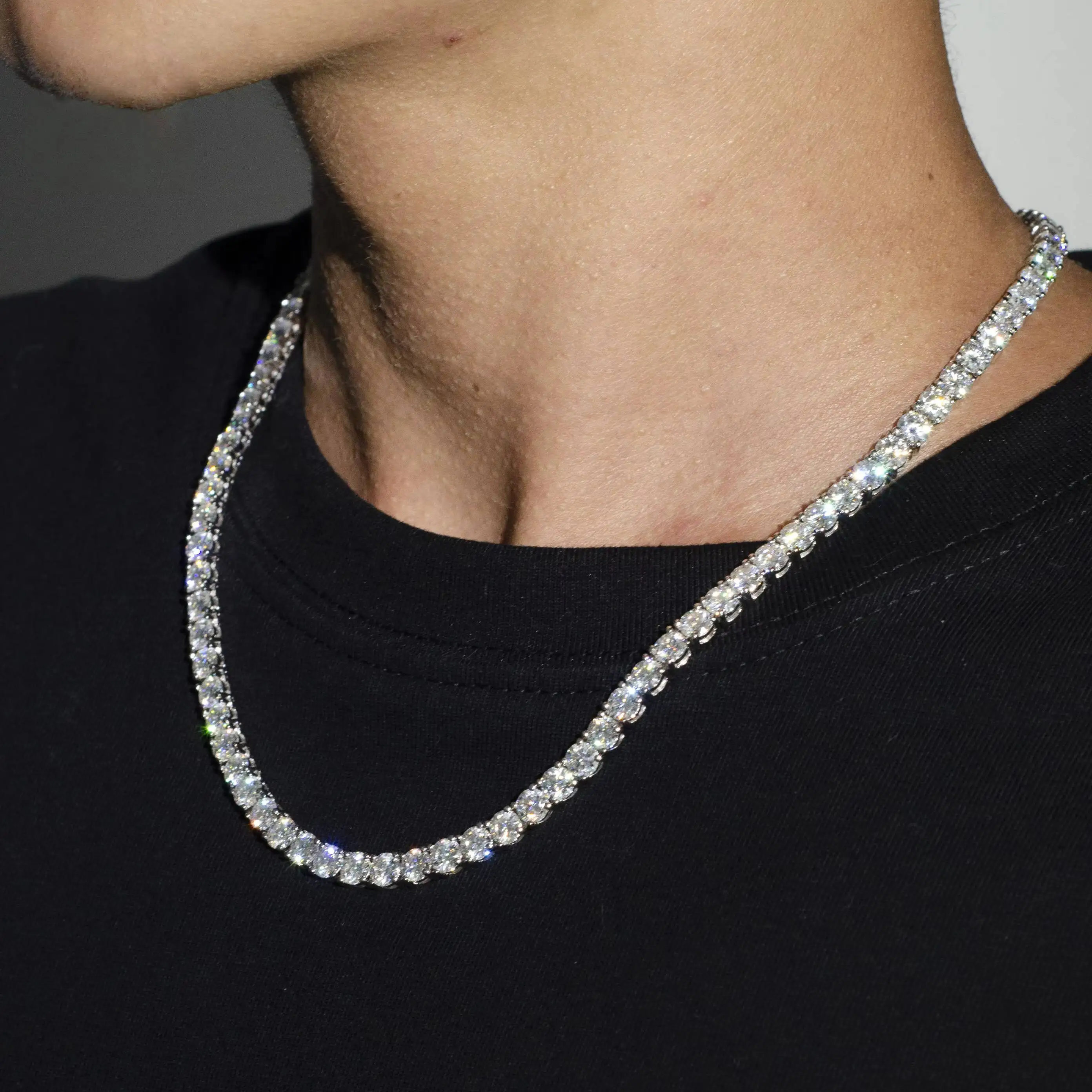 Wholesale Moissanite Diamond Tennis Chain Bracelet Necklace Custom Iced Out VVS 3mm 4mm 5mm Fine Jewelry for Hip Hop Lovers