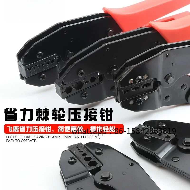 Powerful Ratchet Crimping Pliers For Bare Coaxial Plug DuPont Wire Terminals Cold Press Tool
