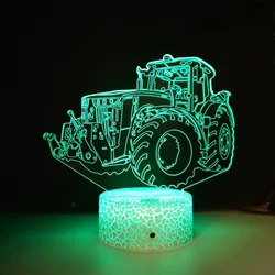 Traktor 3d Illusion Lampe führte Nachtlicht 7 Farbwechsel Acryl USB Tisch Schreibtisch Lampen Schlafzimmer Dekoration Geschenke für Jungen Kinder