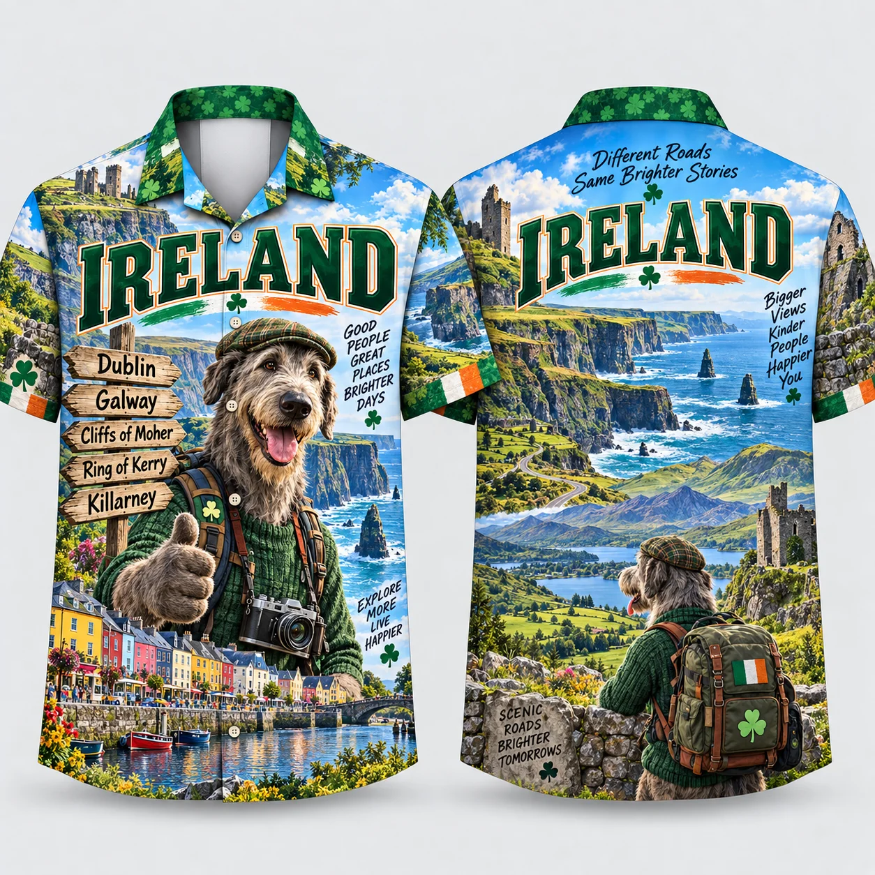 Travel Souvenir Shirt Unisex 3D All Over Print Short Sleeve Button Up Vacation Holiday Gift Top