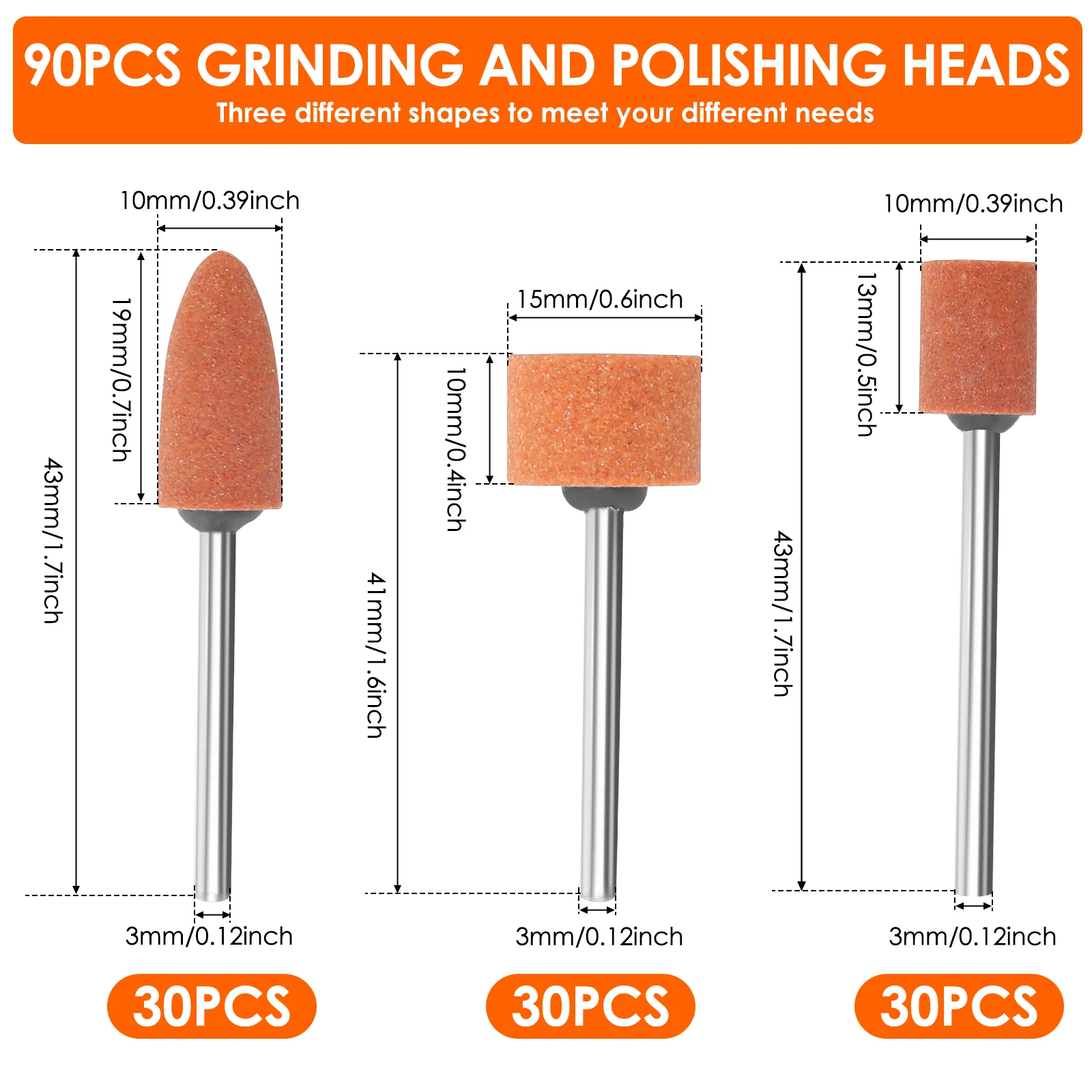 90Pcs Rotary Grinding Stone Bits brasive Mounted Stone Sharpening Bit Set Sanding Drill Bits for Polishing Jade Rust Metal