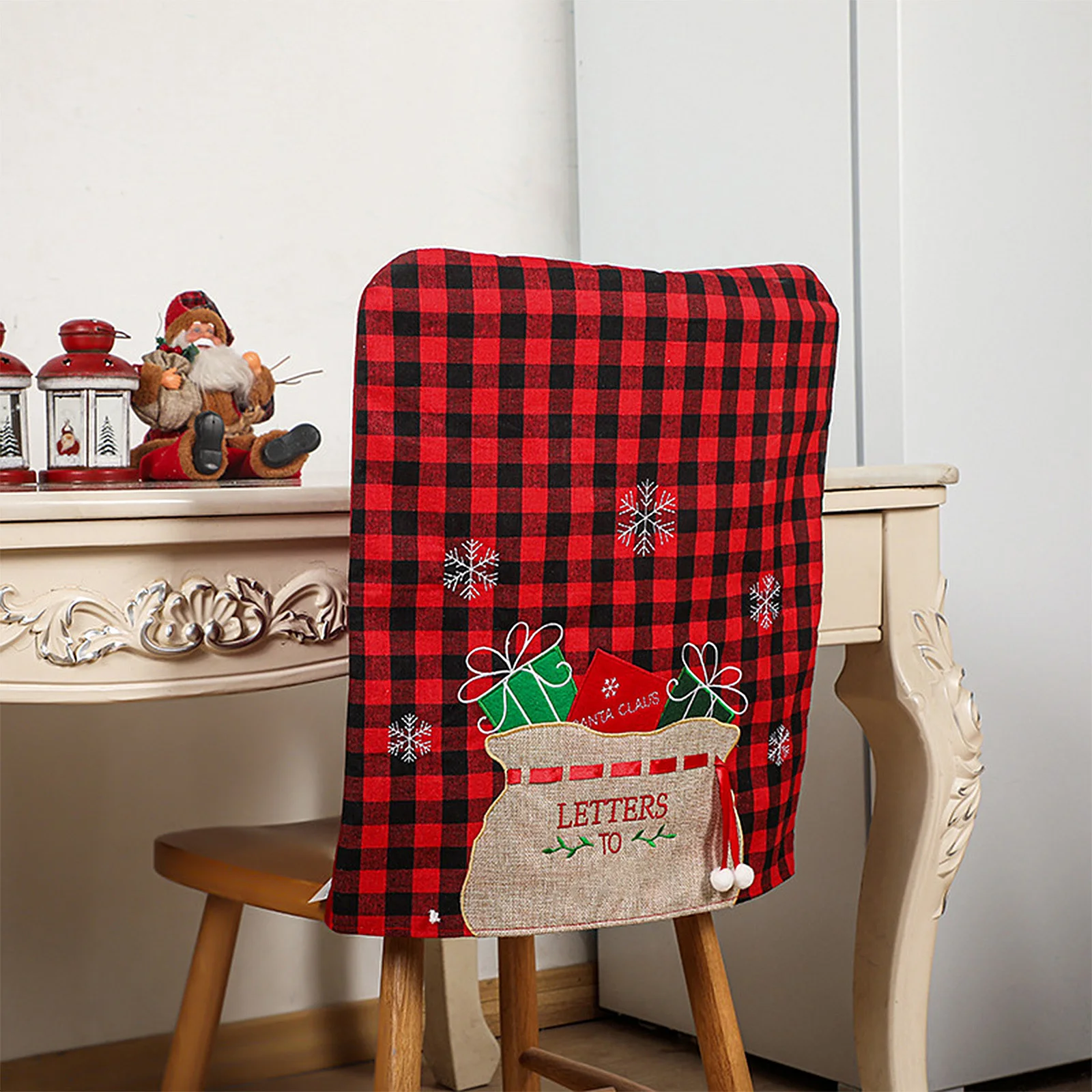 Christmas Chair Cover Home Textile Products Decorations Fashion Plaid Envelope Shape Washable Lattice Red Christmas Decoration