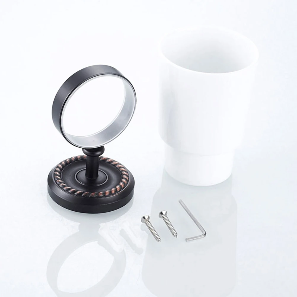 

Black Copper Wall Mounted Toothbrush Holder Single Cup Tumbler Storage Rack Bath Accessory for Bathroom Kitchen Toilet Living