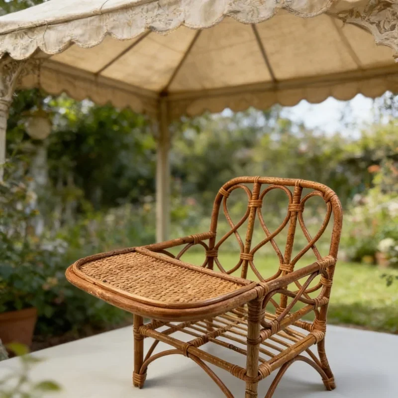 Handmade Rattan Dining Chair Baby Souvenirs Shooting Accessories Children Growth Commemorative Photo baby Photography Prop Set