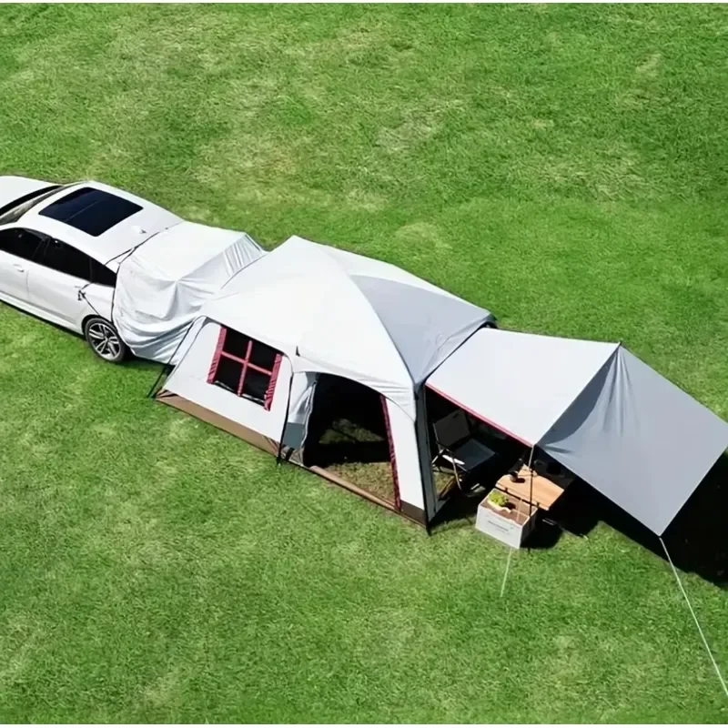 Large 2 Rooms 1 Hall 9m2 Waterproof Oxford SUV Tailgate Tent Outdoor Camping Car Rear Extension Canopy