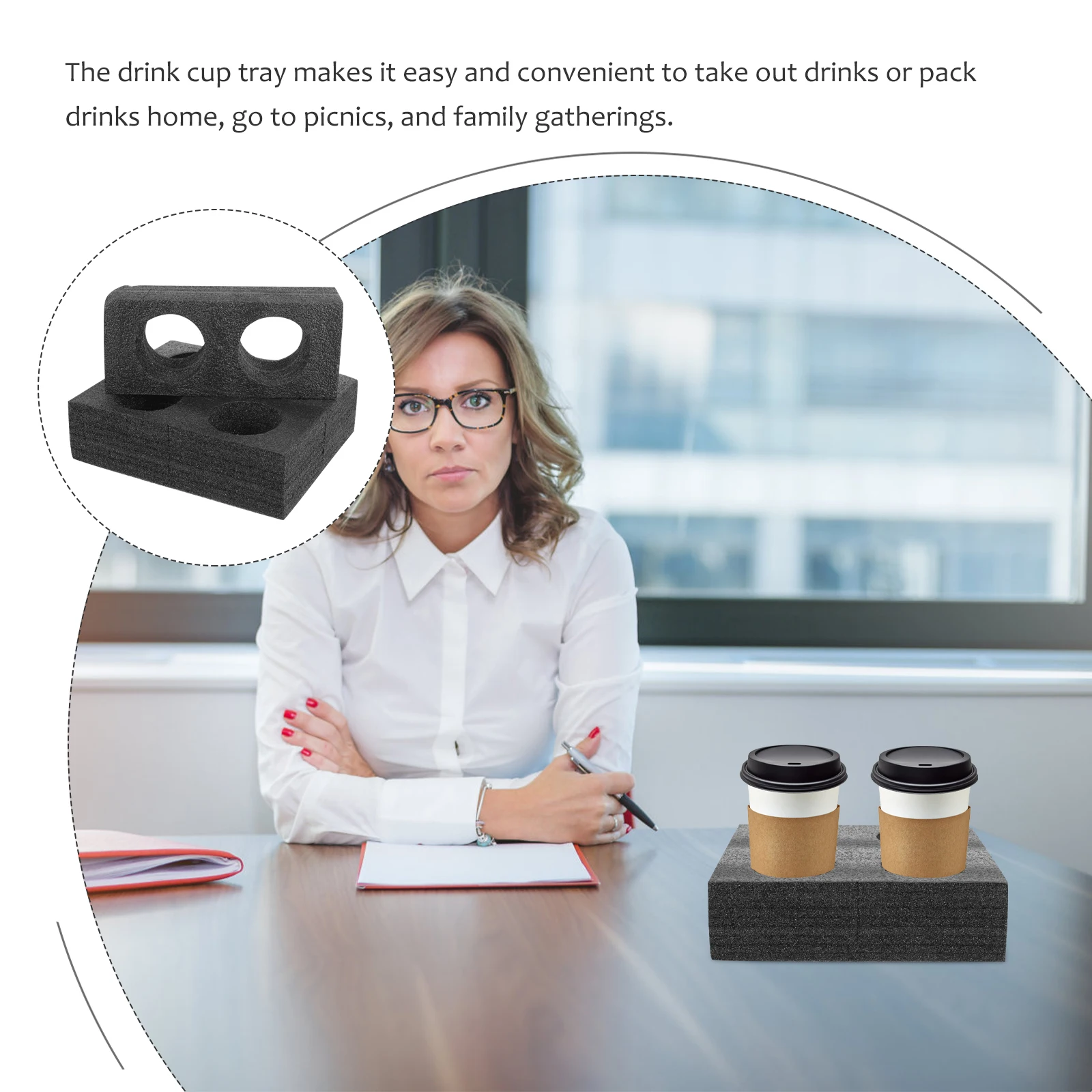 

4 Pcs Beverage Tray Set Drink Carrier Holders Multiple Drinks Coffee Cup Pearl Cotton Lightweight Practical Delivery Picnics